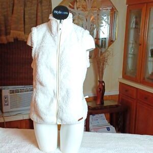 Free country Womans White  Zip Up Zip Up ‎   Vest Womans S